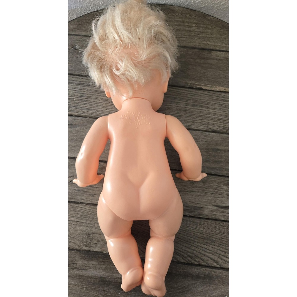 Vintage 1973 Ideal Rub A Dub Dolly 16" Baby doll Rooted Blonde Hair Blue Eyes - Picture 3 of 16
